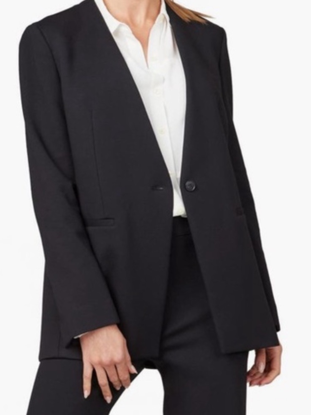 Spanx The Perfect Collarless Blazer Black One Button Ponte Knit M